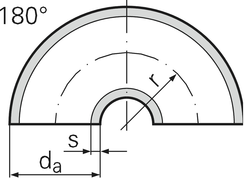 Nahtl.Bogen EN10253-2 Typ A 2D 180° P235GH TC1  139,7 x 4,0 mm
